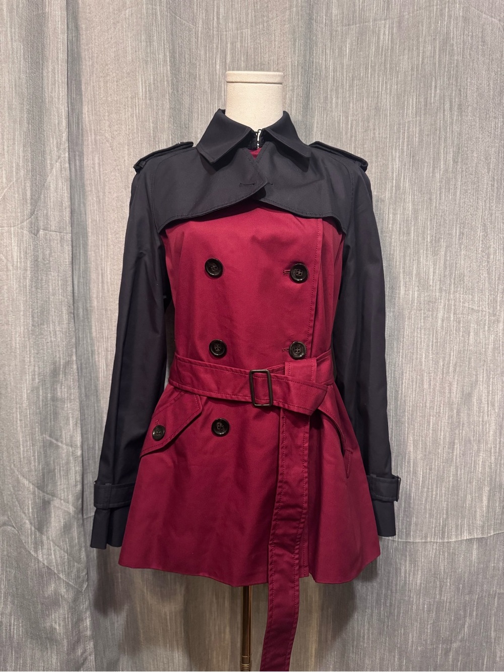 NWT Coach Two-Tone Trench Coat with Belt - Size M